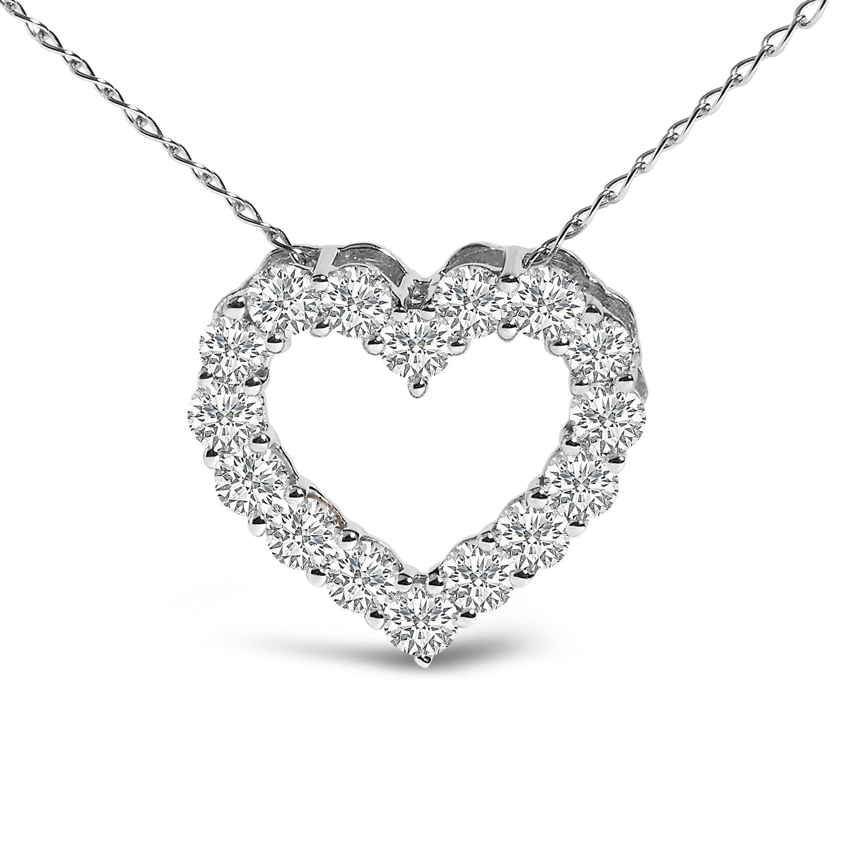 14K White Gold 1/2 Carat Lab Grown Diamond Heart Shape Pendant Necklace