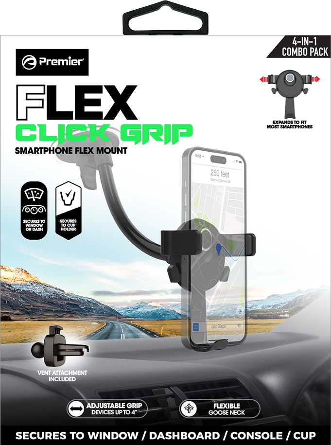Versatile Visibility: Flex Click Window Dash Flex Mount for Secure Device Placement