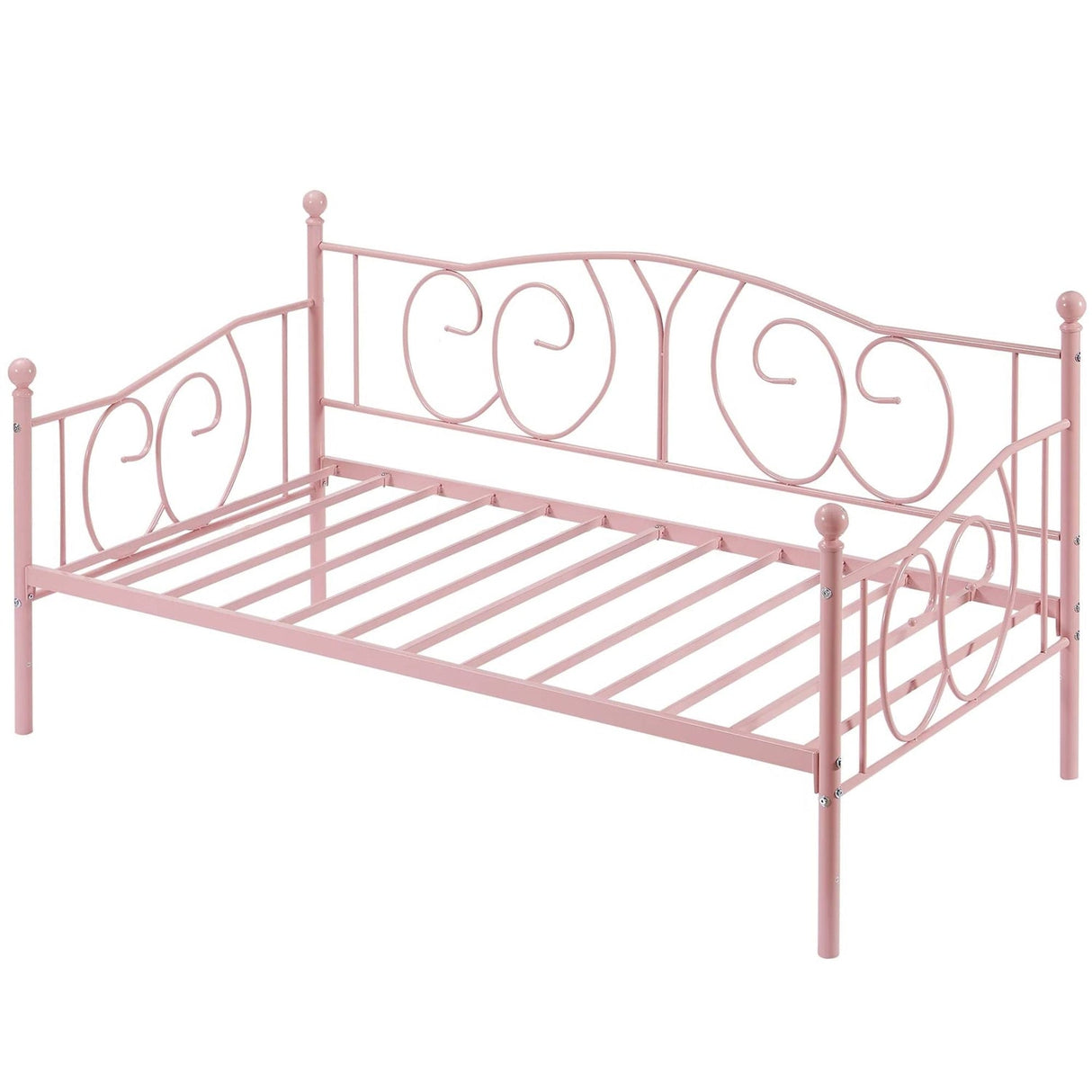 Twin size Victorian Pink Metal Daybed Frame - 350 lbs. Weight Capacity