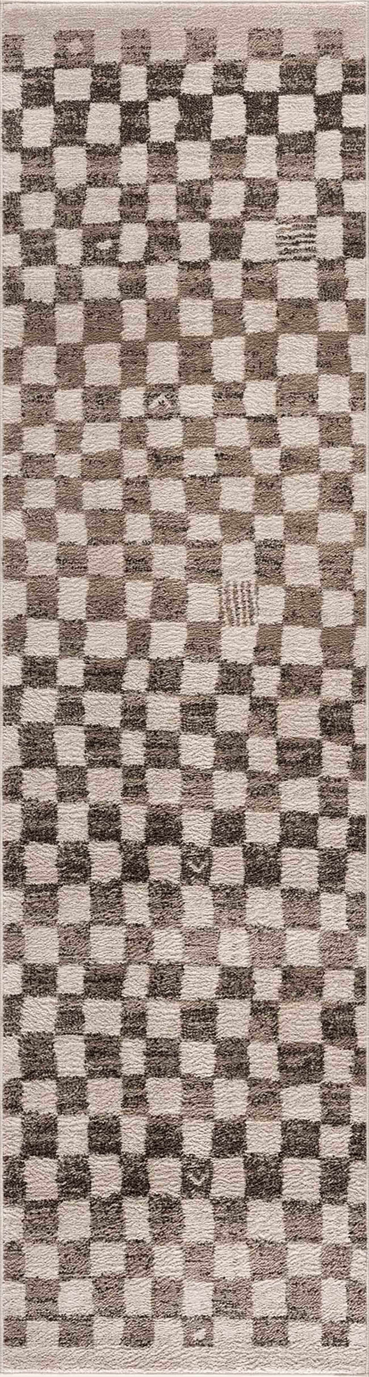 Benjy Cream & Charcoal Checkered Area Rug