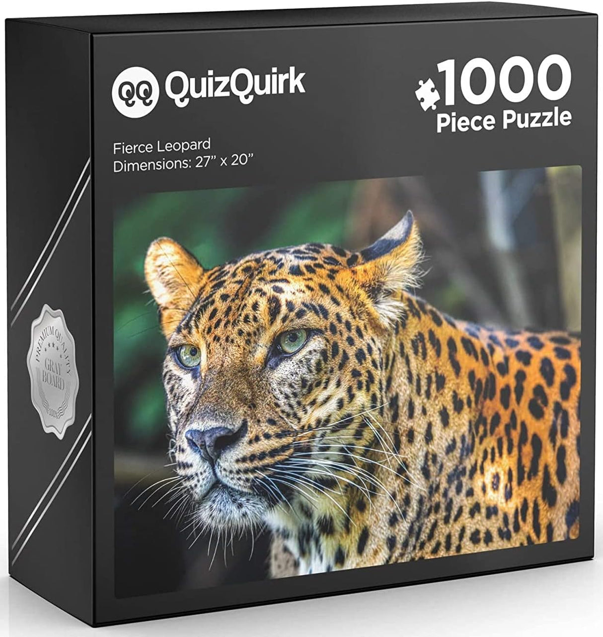 QuizQuirk-1000-Piece-Puzzle,-Bold-Leopard-Jigsaw-Puzzle-for-Adults/Teens-(Puzzle-Saver-Kit-Included)-