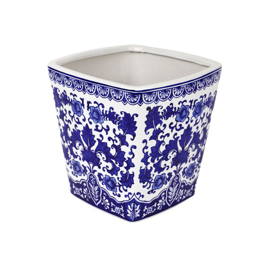 Square 10" Camellia Ceramic Planter – Vintage Floral Accent