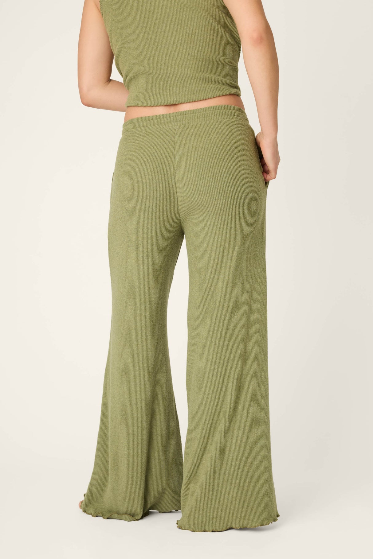 Soft Olive Rib Knit Lounge Pants