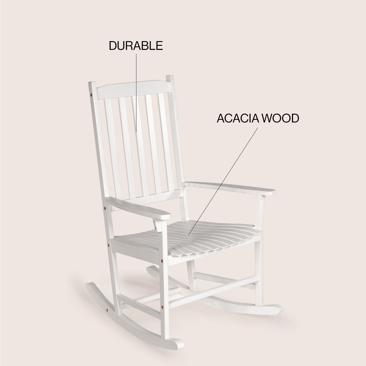 Seagrove farmhouse classic slat-back acacia wood rocking chair