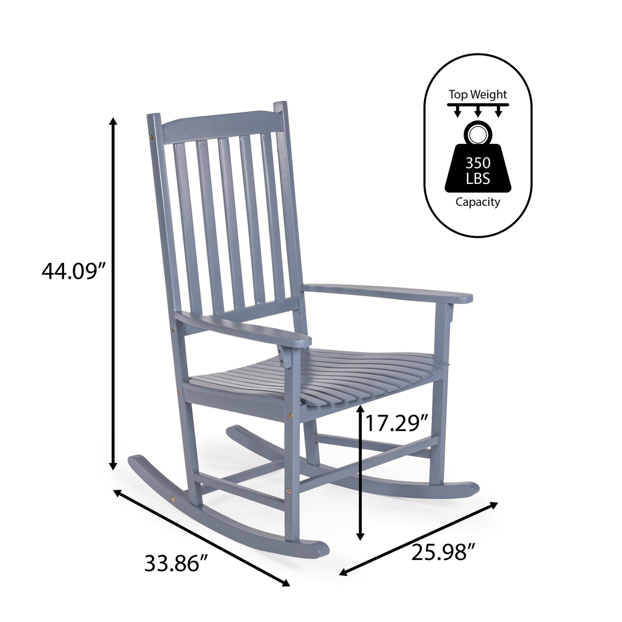 Seagrove Farmhouse Classic Rocking Chair with Slat-Back Support