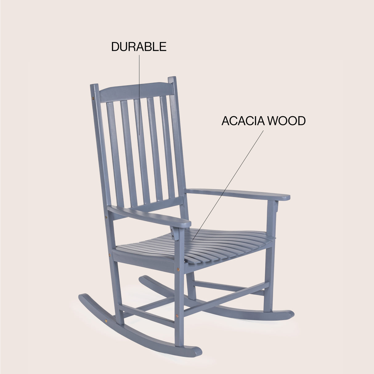Seagrove Farmhouse Classic Rocking Chair with Slat-Back Support