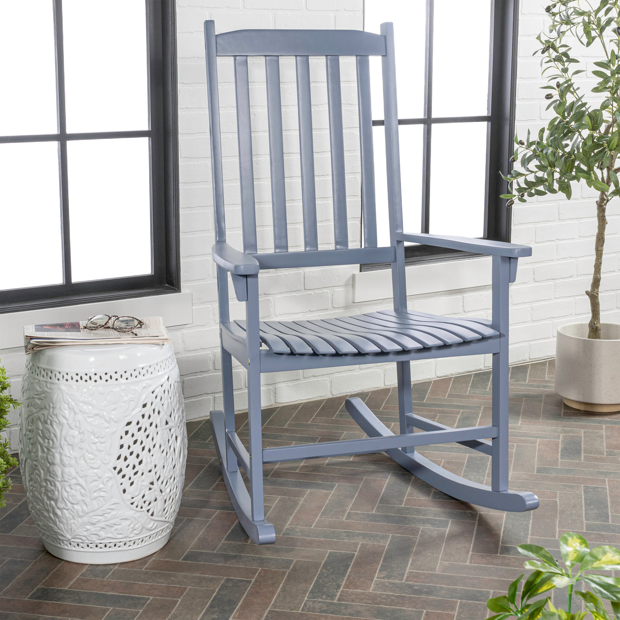 Seagrove Farmhouse Classic Rocking Chair with Slat-Back Support
