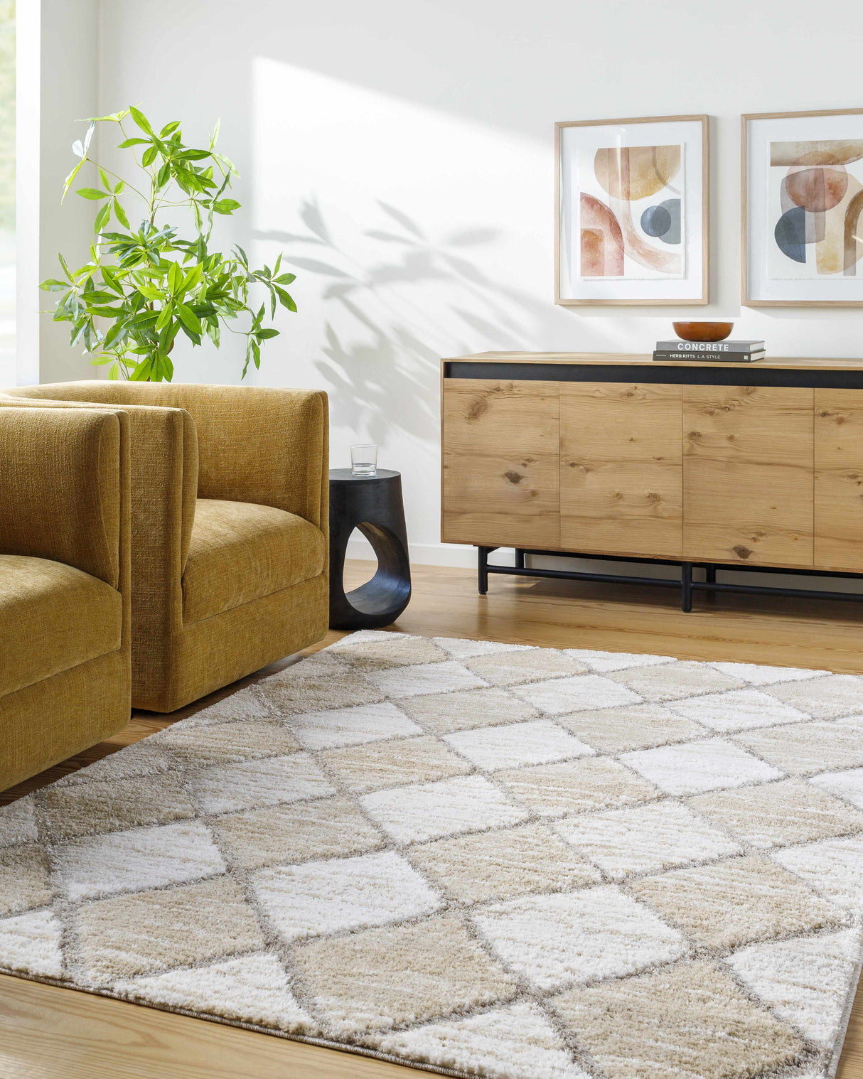 Aideen Cream Shag Area Rug - Clearance