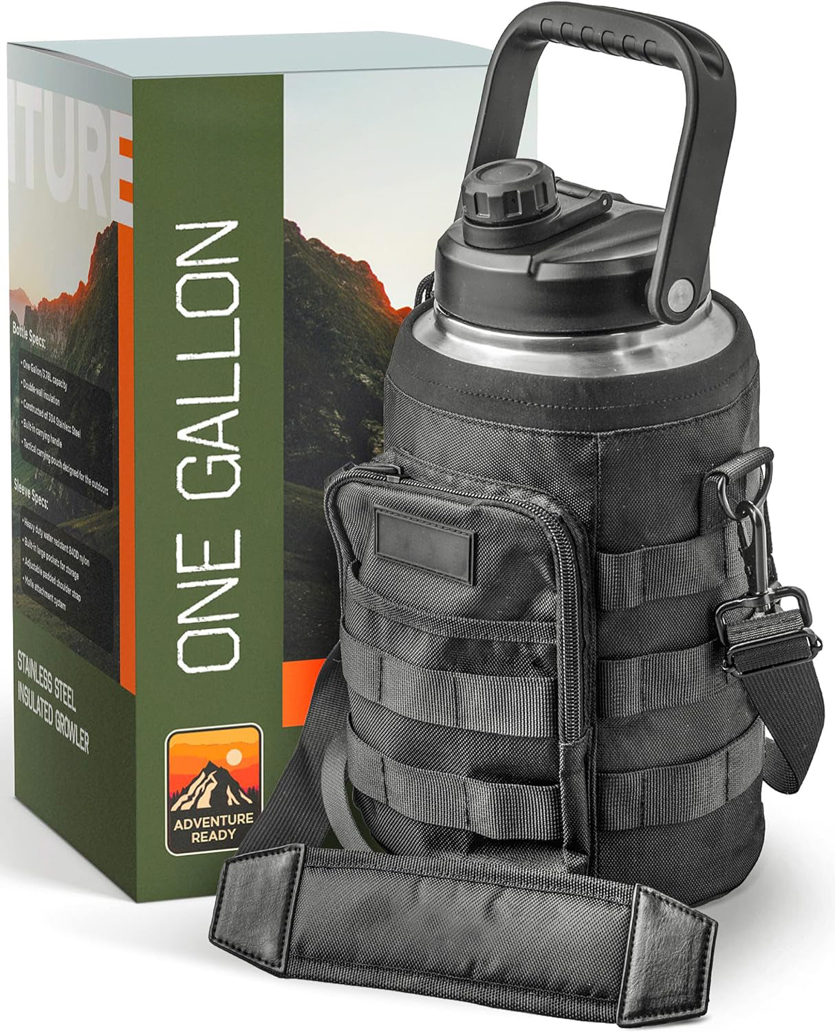 Insulated-1-Gallon-Water-Bottle-with-Sleeve-Stainless-Steel-Wide-Mouth-Growler-with-Tactical-Carrying-Bag-Insulation-for-Hot/Cold-Drinks-(128oz)-