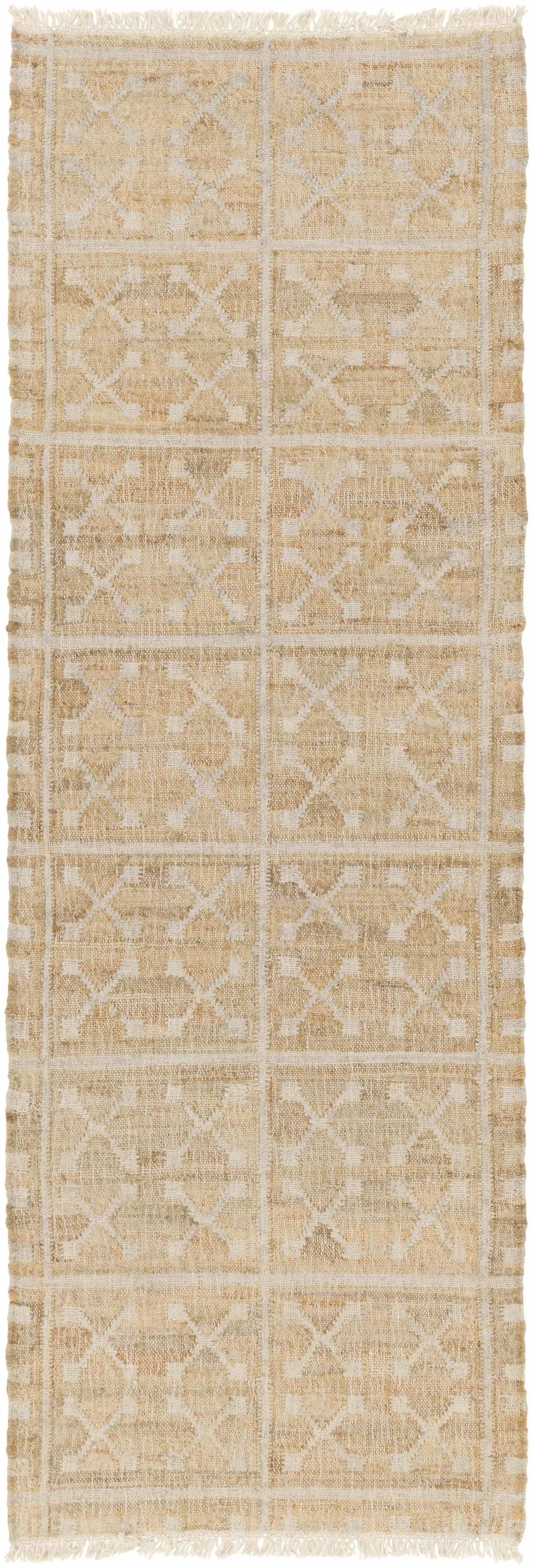 Rice Handcrafted Fringed Jute Carpet