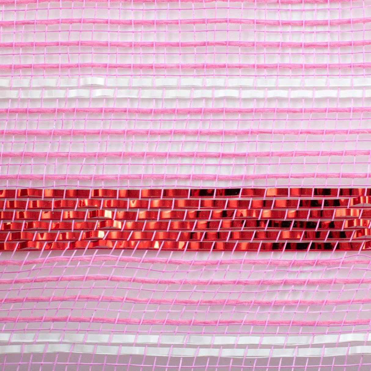 10.5" Poly Faux Jute Metallic Mesh Ribbon: Pink/Red (10 Yards)