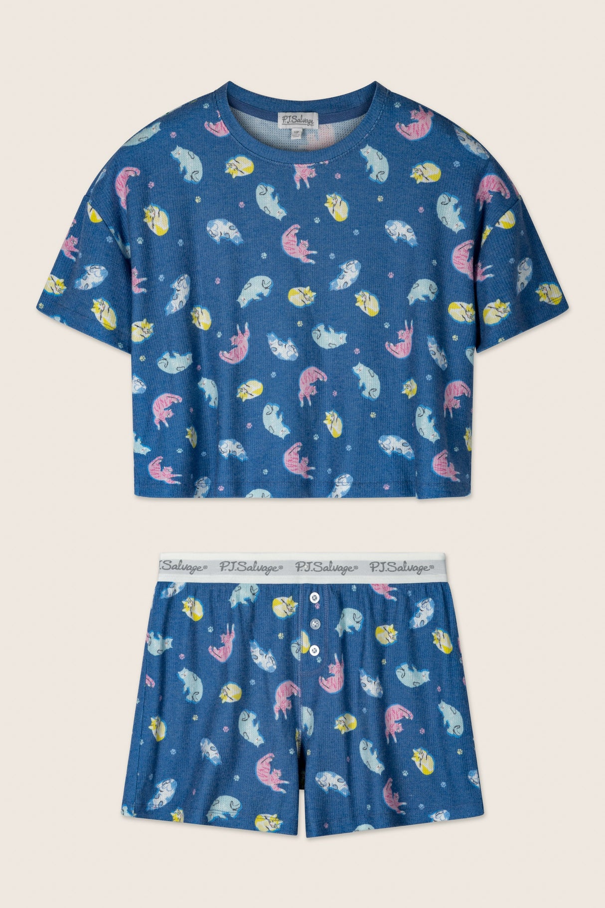 Boyfriend Boxer Cat Nap Short PJ Set
