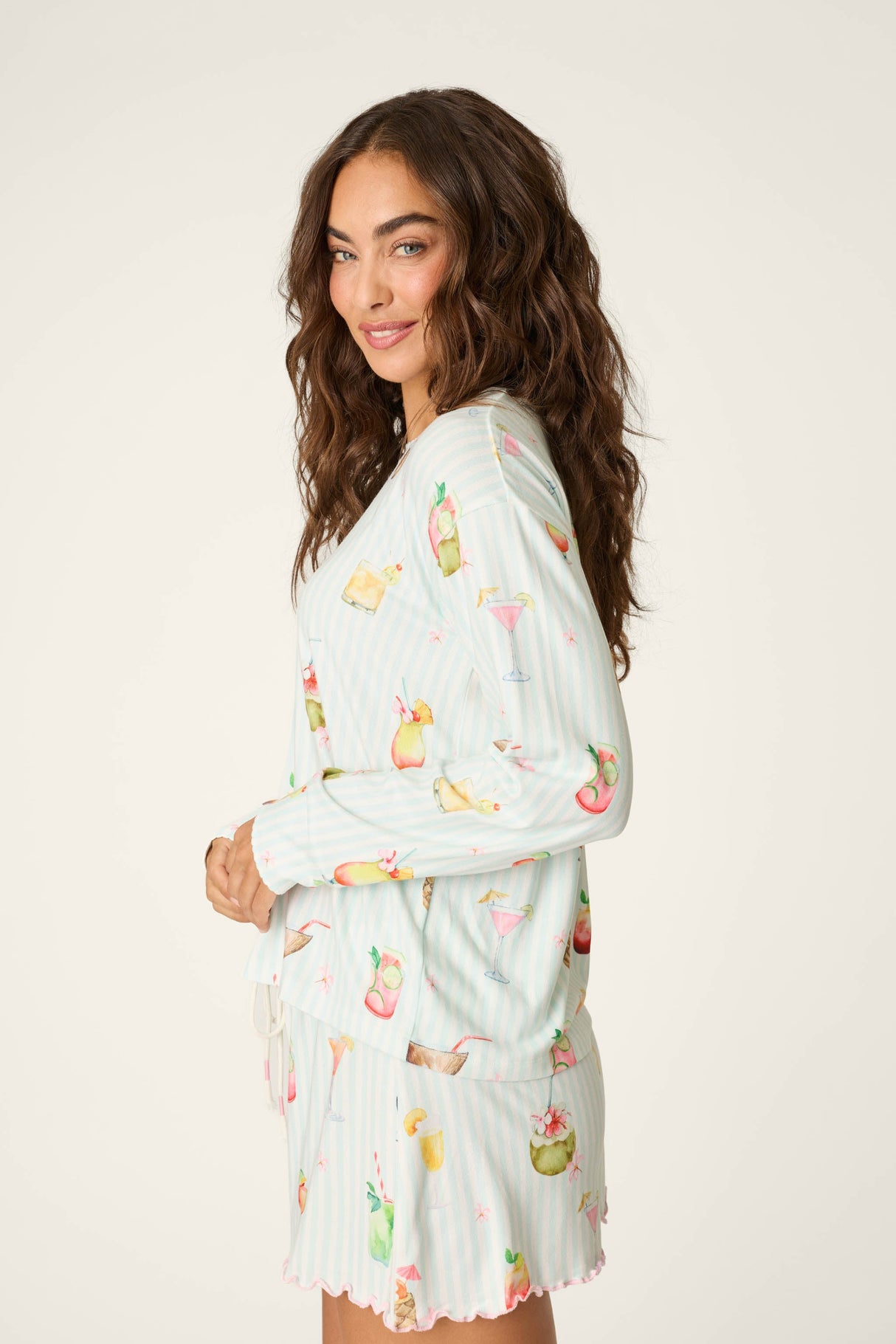 It's Five O'clock Somewhere Cocktail Print Long Sleeve Top