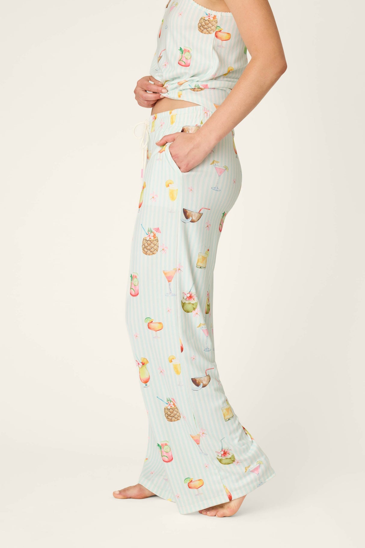 It's Five O'clock Somewhere Cocktail Print Open Leg Pants