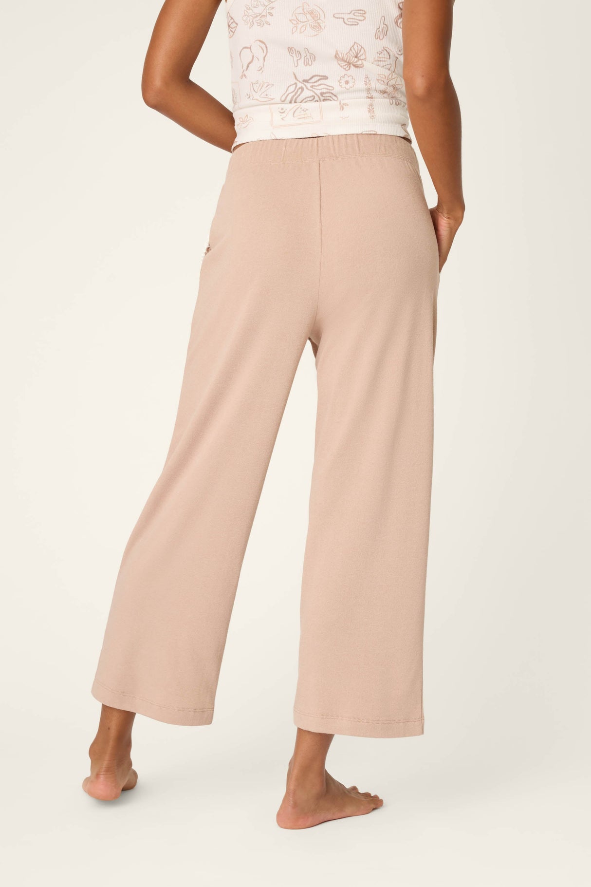 Palms Away Warm Taupe Cropped Lounge Pants