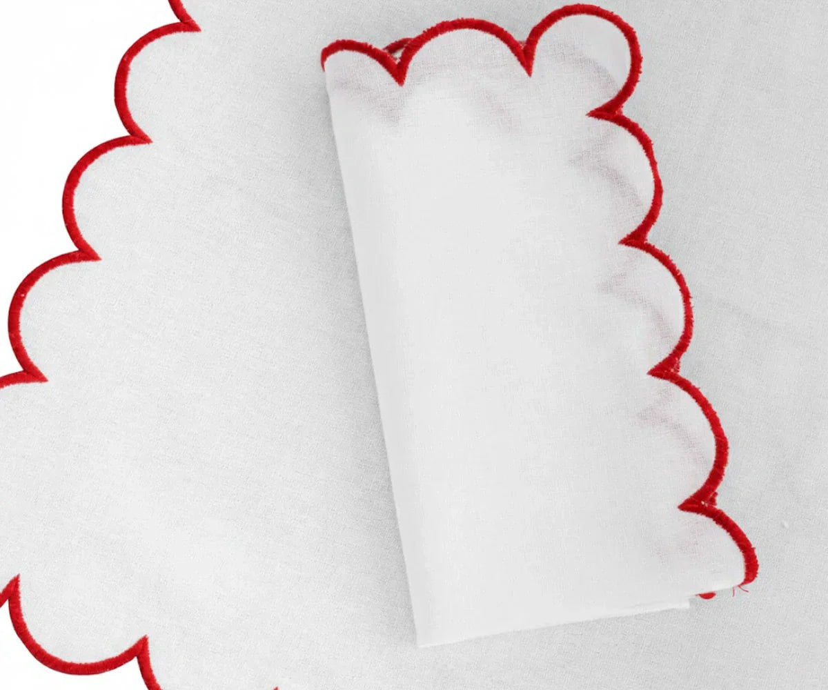 Red Scalloped Edge Napkins - LongWave