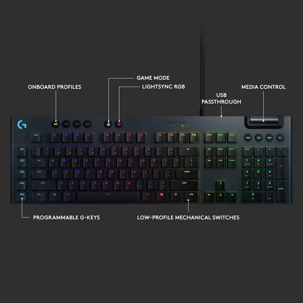 Refurbished - Logitech - G815 LIGHTSYNC Full-size Wired Mechanical GL Linear Switch Gaming Keyboard