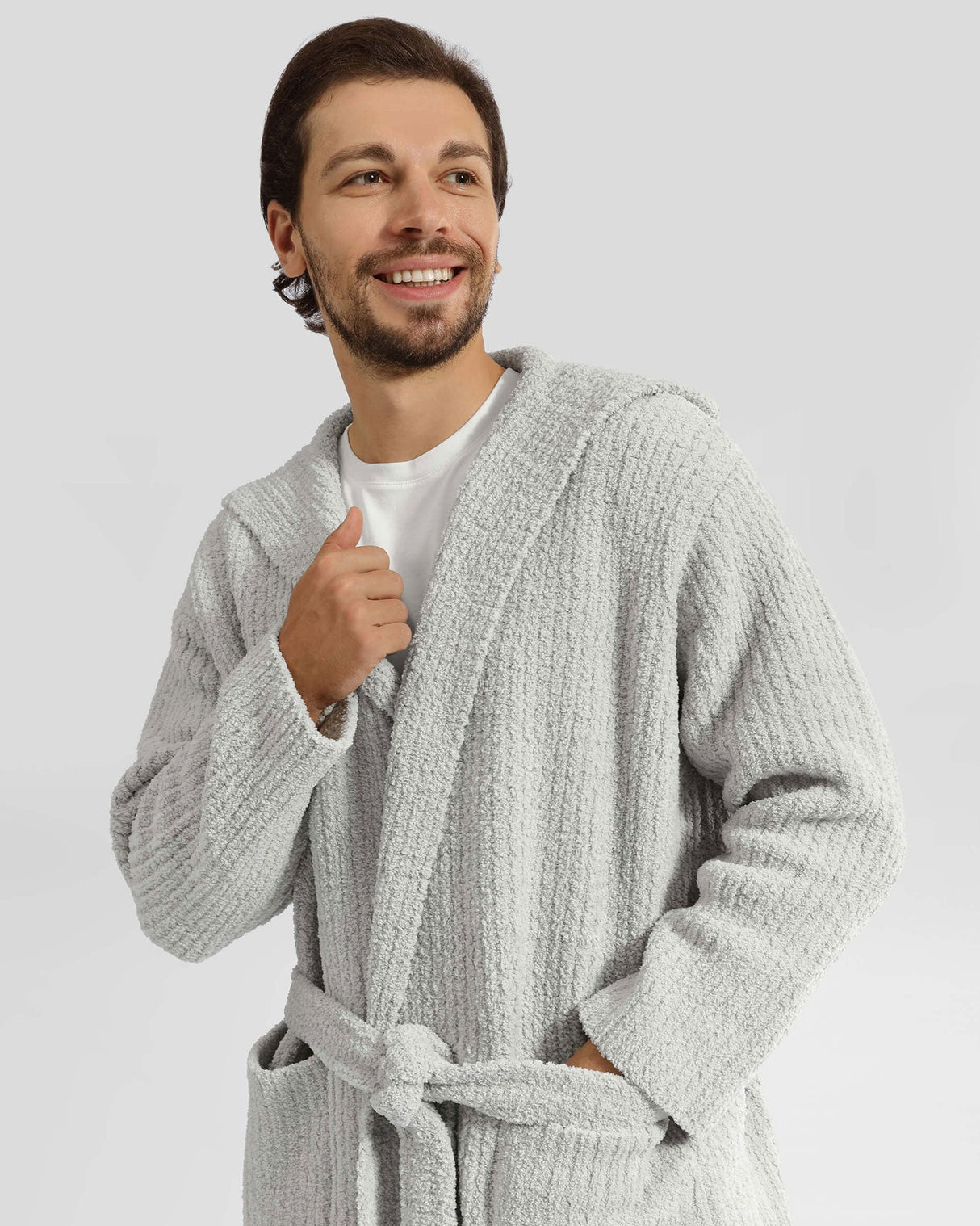 Ribbed Hooded Robe