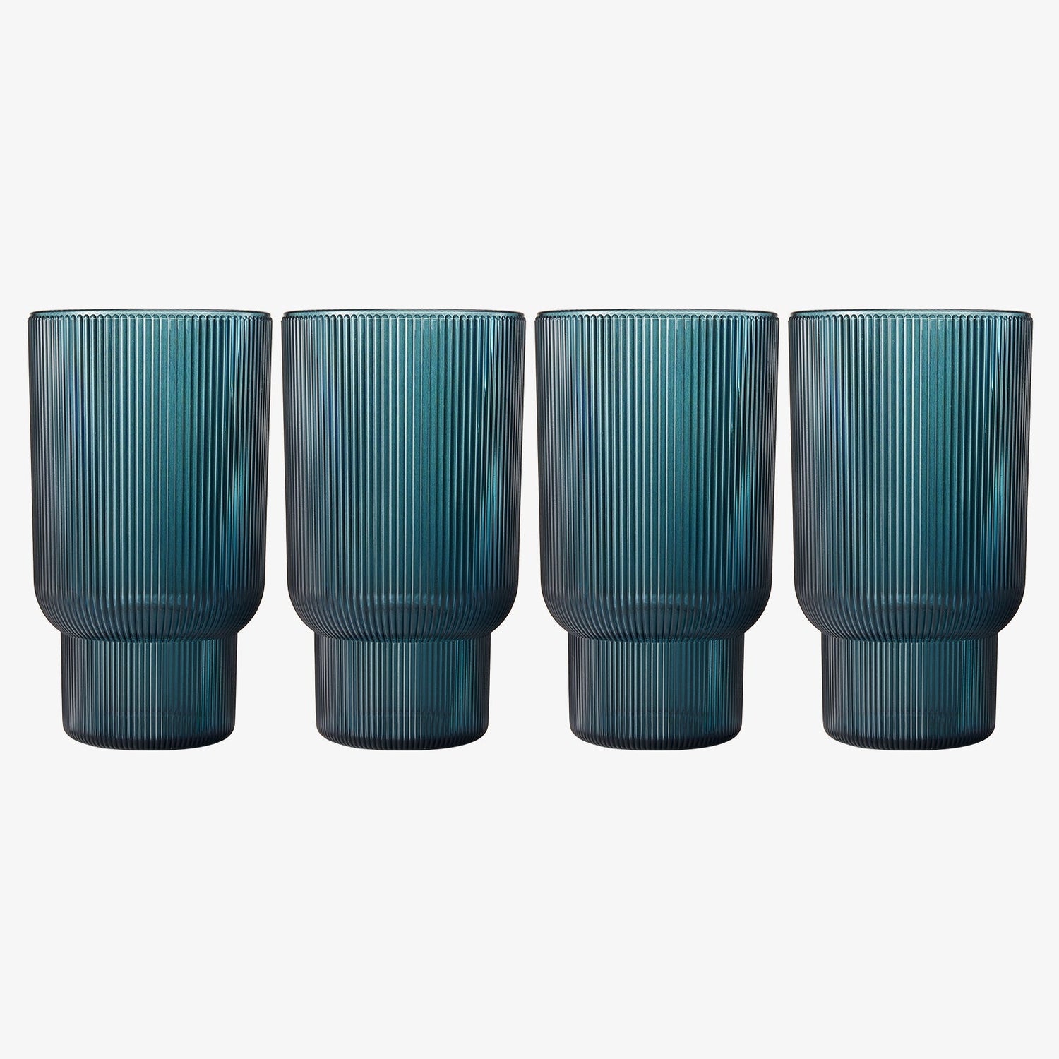 Eze Acrylic Ribbed Highball Glassware, Set of 4