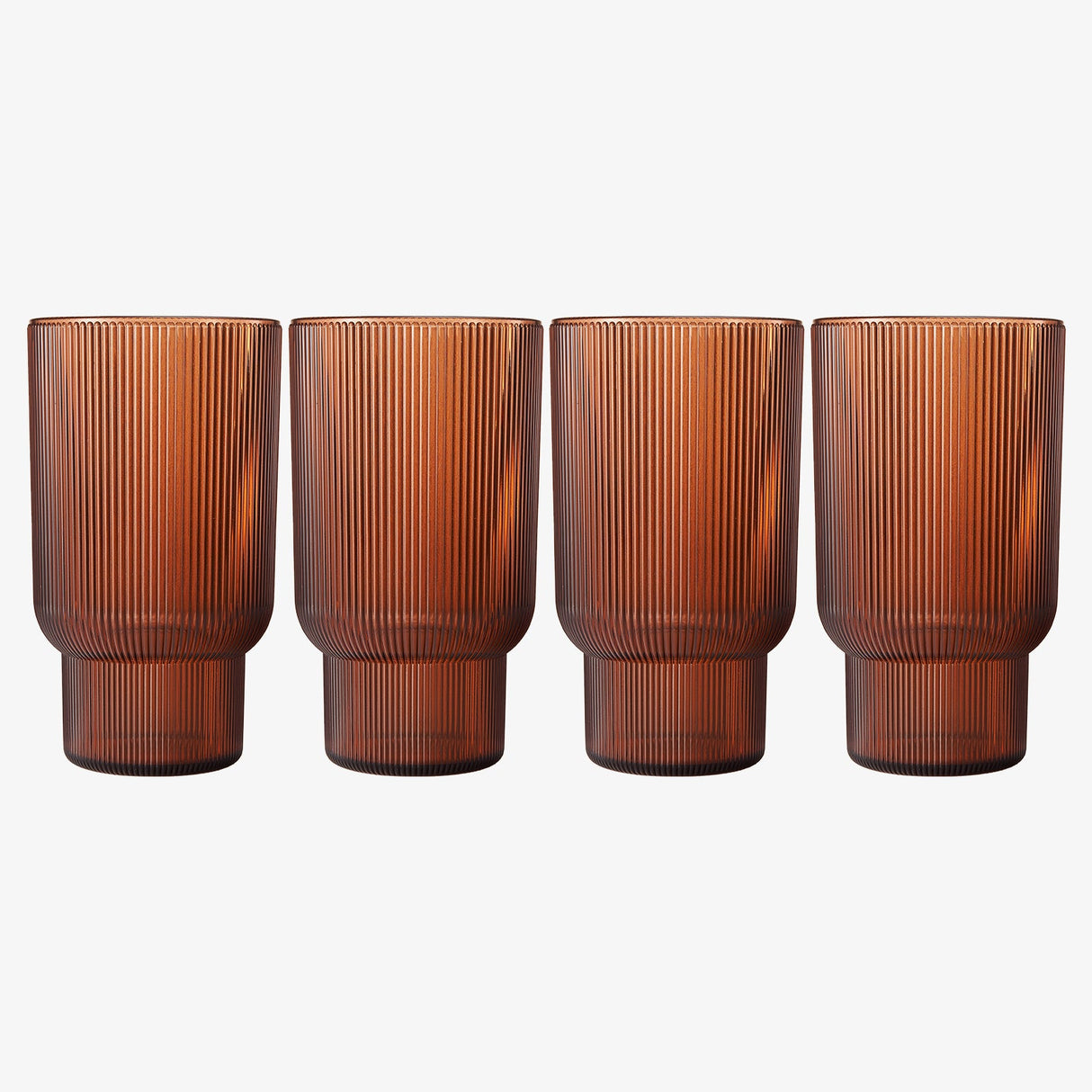 Eze Acrylic Ribbed Highball Glassware, Set of 4
