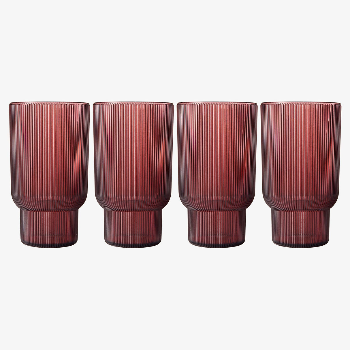 Eze Acrylic Ribbed Highball Glassware, Set of 4