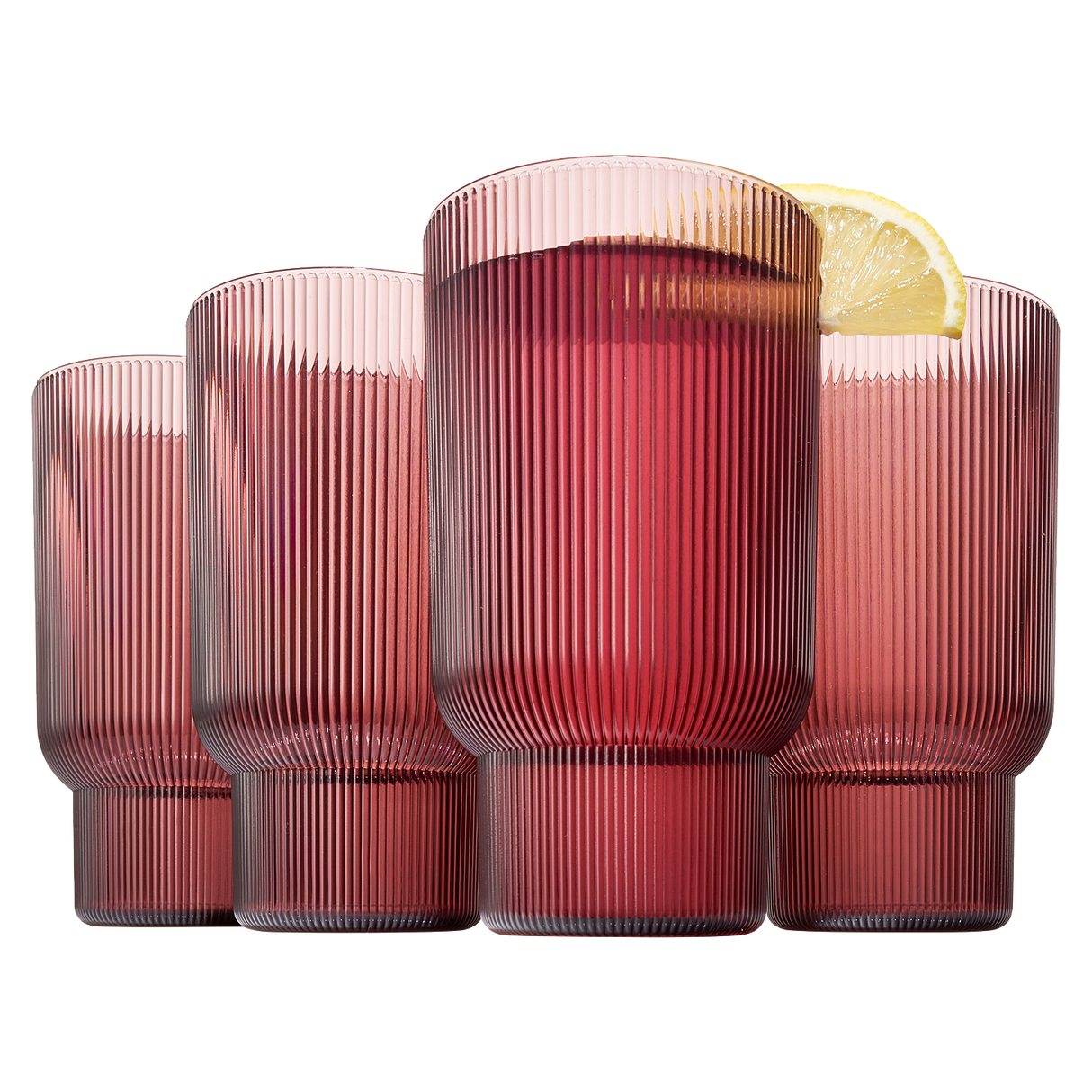 Eze Acrylic Ribbed Highball Glassware, Set of 4