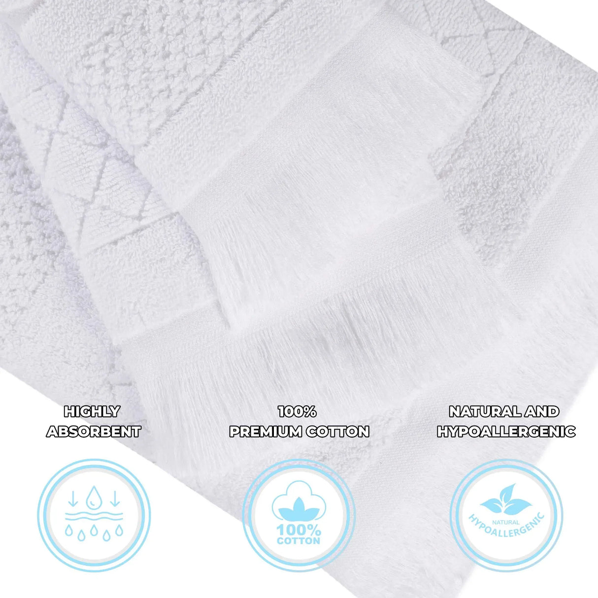 Cotton Geometric Jacquard Absorbent Bath Towel Set of 3 - Bath Towel by Superior Brand