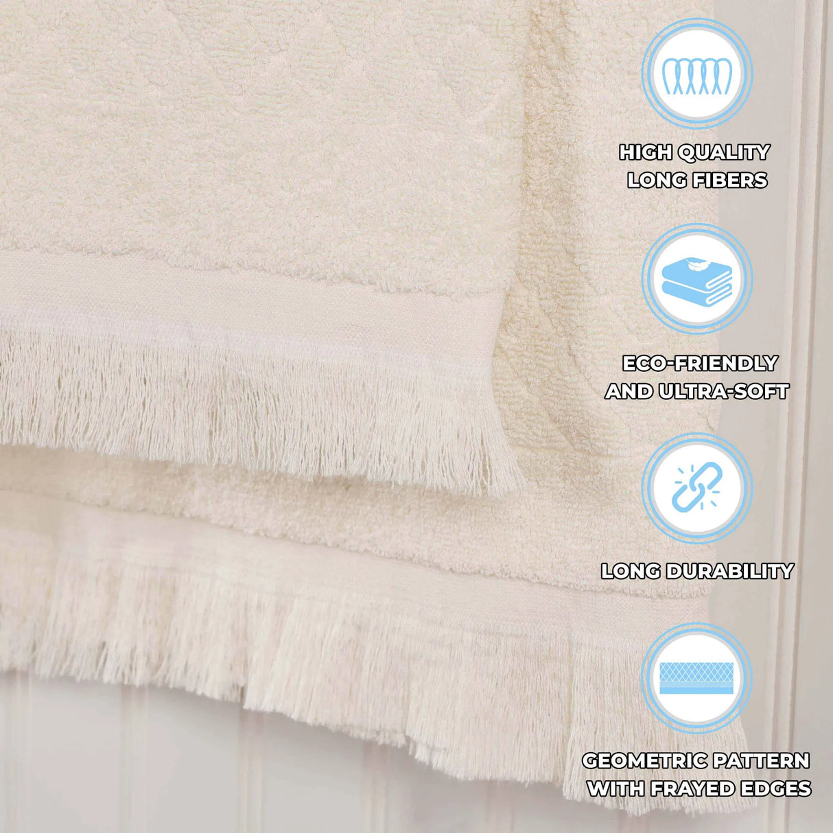 Cotton Geometric Jacquard Absorbent Bath Towel Set of 3 - Bath Towel by Superior Brand