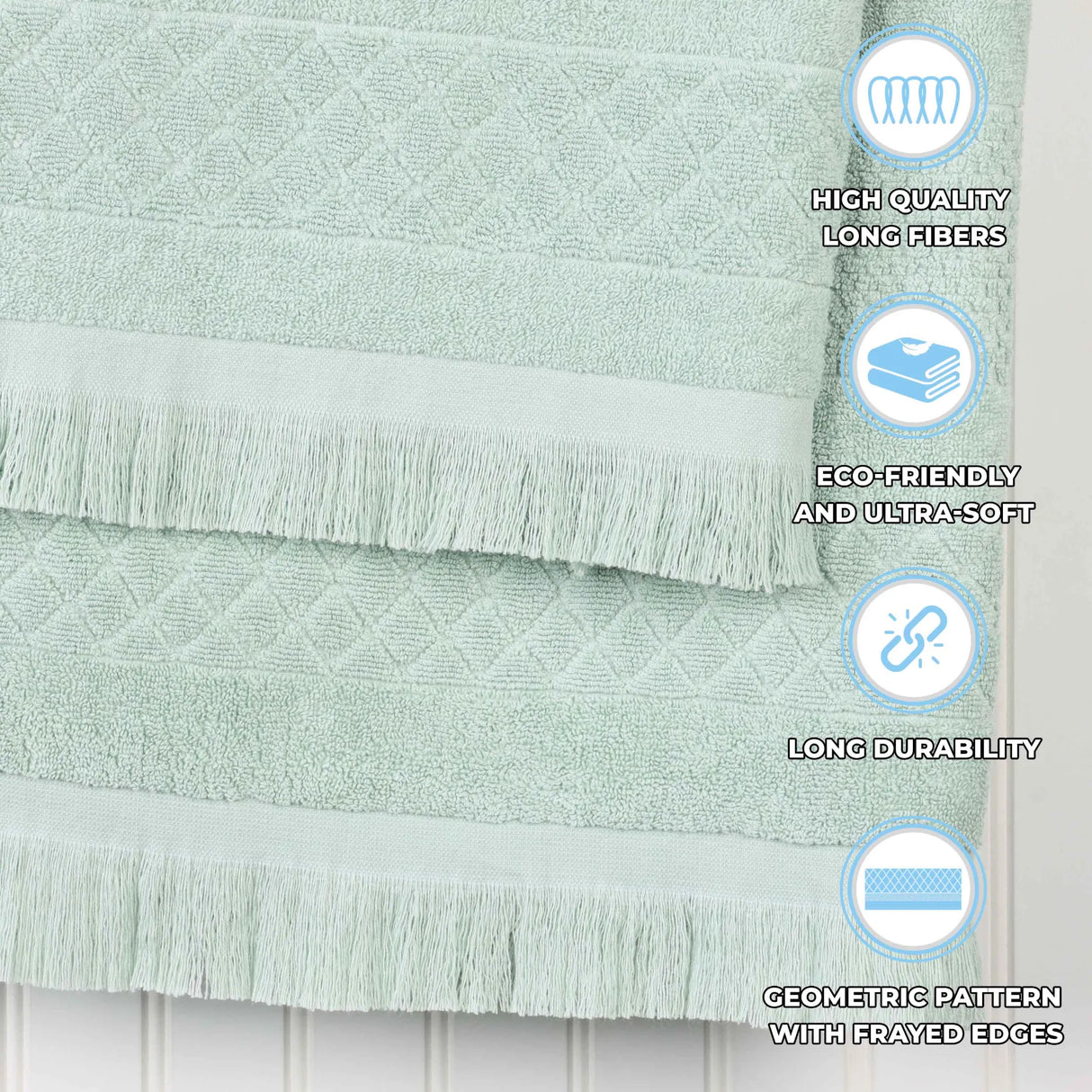 Cotton Geometric Jacquard Absorbent Bath Towel Set of 3 - Bath Towel by Superior Brand