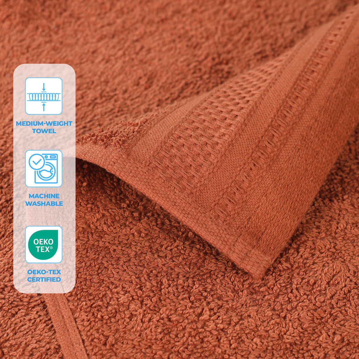 Honeycomb Textured Waffle Border Cotton Bath Towels, Set of 4 - Bath Towel by Superior Brand