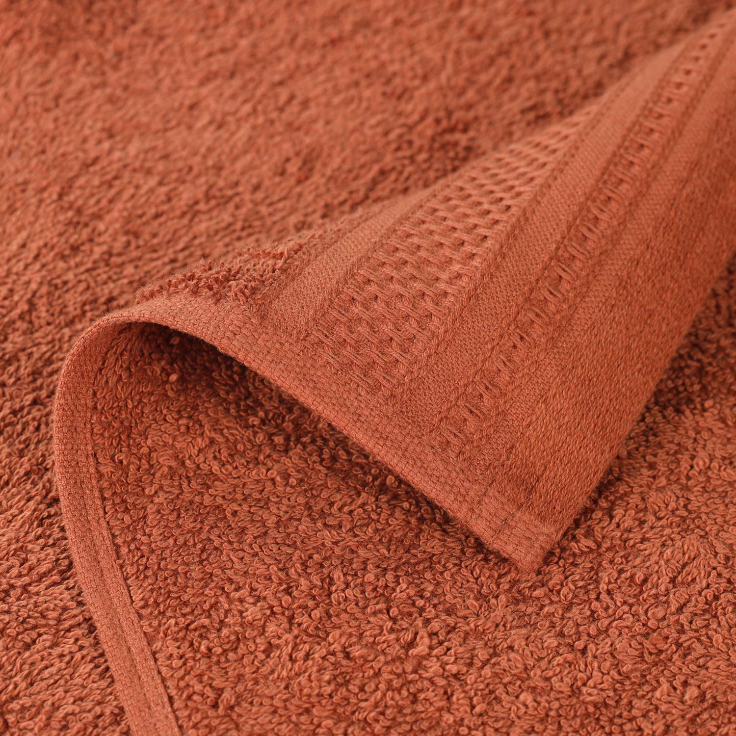 Honeycomb Textured Waffle Border Cotton Bath Towels, Set of 4 - Bath Towel by Superior Brand