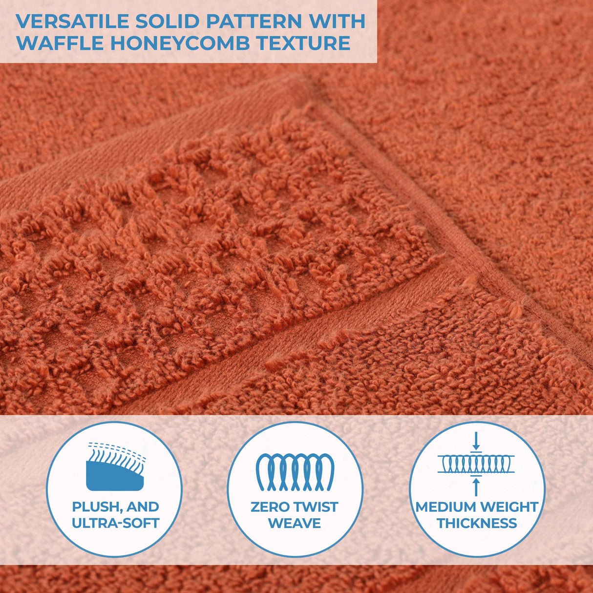 Napa Zero Twist Cotton Solid Waffle Honeycomb Bath Towel Set of 3 - Bath Towel by Superior Brand