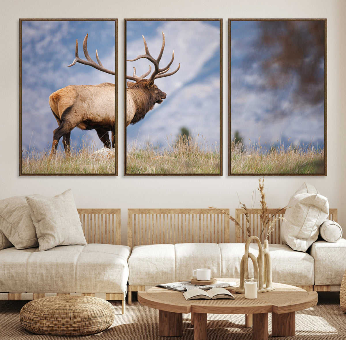Rustic Elk Wall Art Canvas Print – Framed Majestic Wildlife