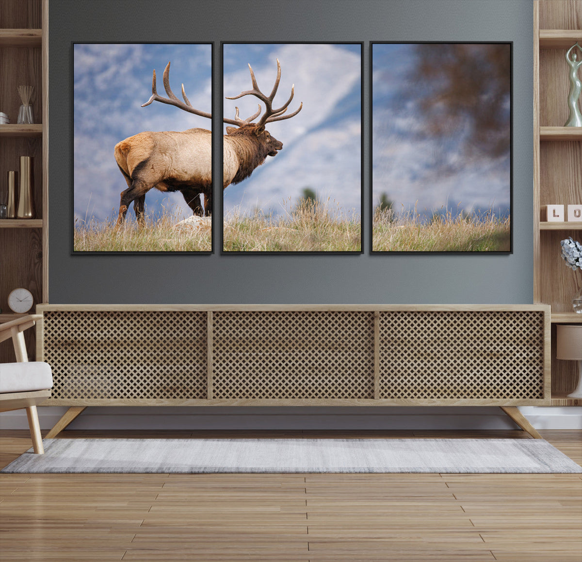 Rustic Elk Wall Art Canvas Print – Framed Majestic Wildlife