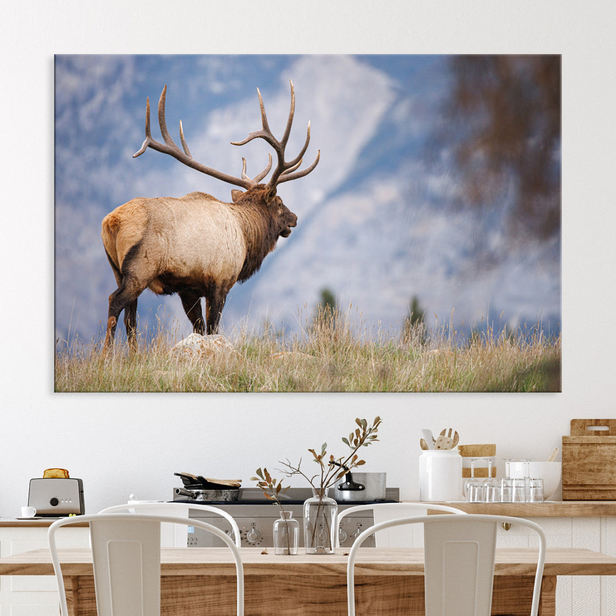 Rustic Elk Wall Art Canvas Print – Framed Majestic Wildlife