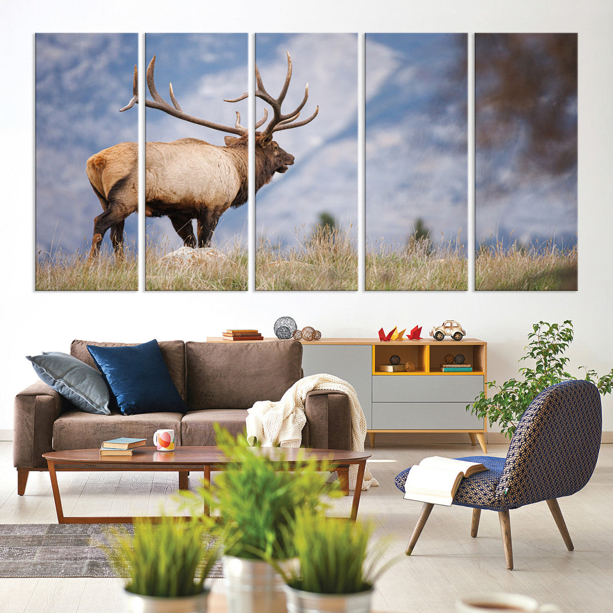 Rustic Elk Wall Art Canvas Print – Framed Majestic Wildlife