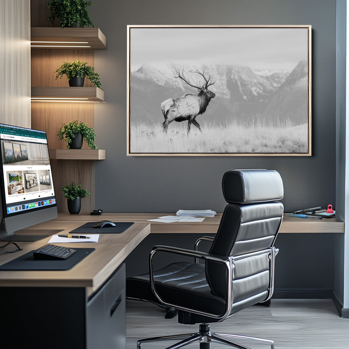 Rustic Elk Wall Art Canvas Print – Framed Majestic Wildlife