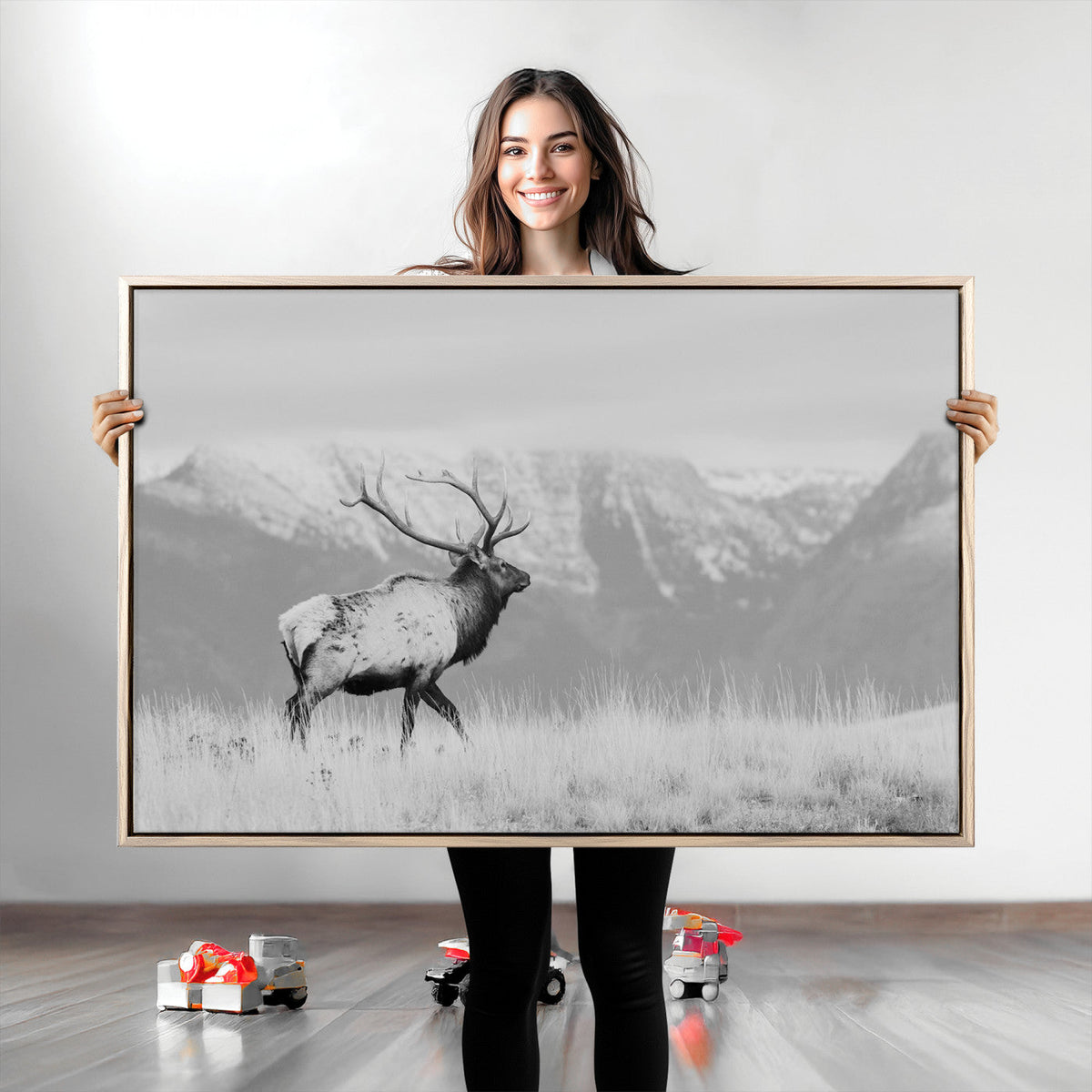 Rustic Elk Wall Art Canvas Print – Framed Majestic Wildlife