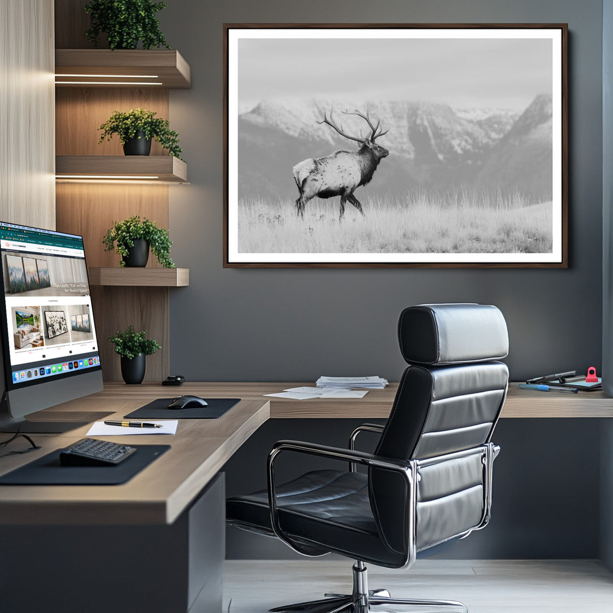 Rustic Elk Wall Art Canvas Print – Framed Majestic Wildlife
