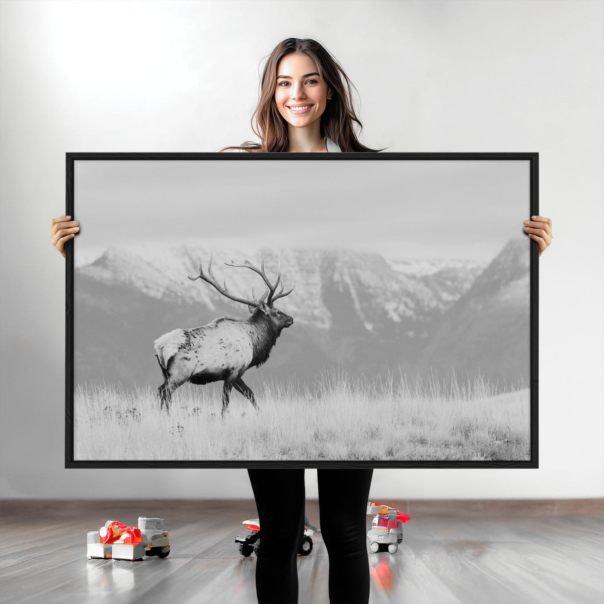 Rustic Elk Wall Art Canvas Print – Framed Majestic Wildlife