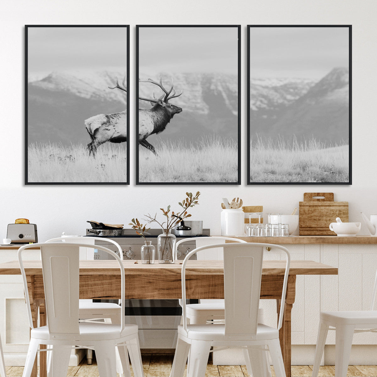 Rustic Elk Wall Art Canvas Print – Framed Majestic Wildlife