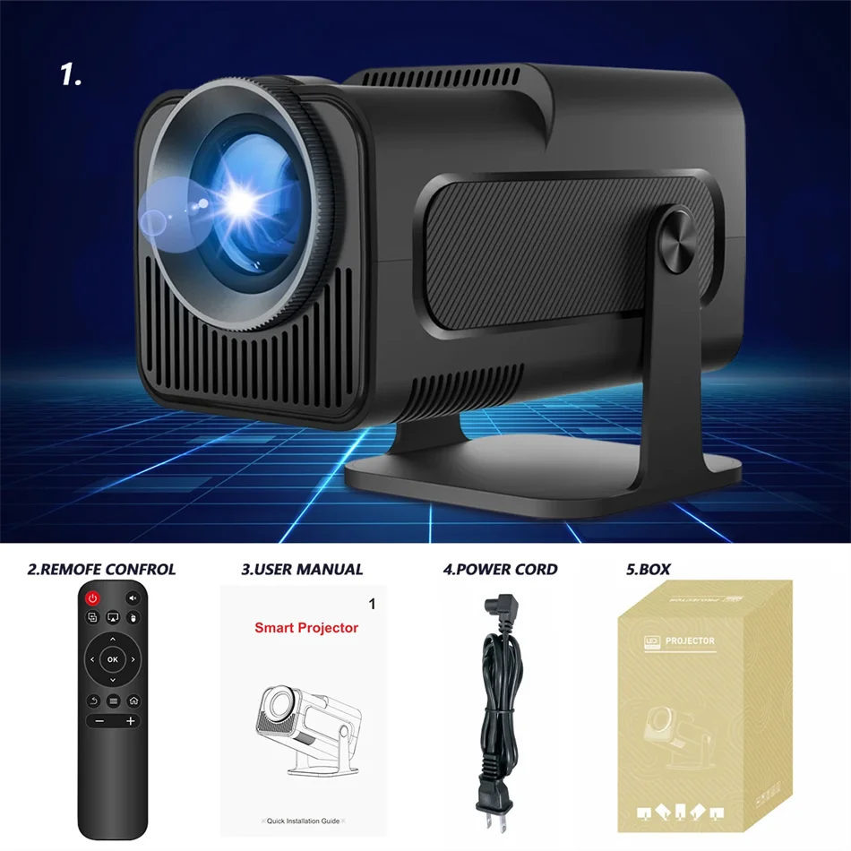 2025 4K Android 11 Projector 1080P 390ANSI Dual WiFi6 BT5.0 Portable Cinema
