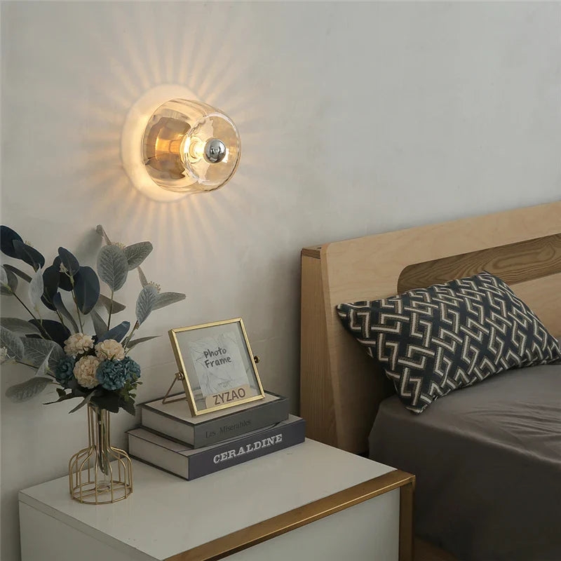 LED Bauhaus Glass Wall Lamp Nordic Retro Modern Living Room Hallway Light