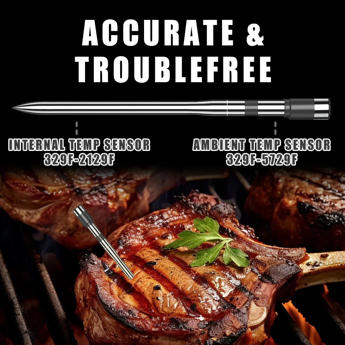 Smart Bluetooth BBQ Meat Thermometer Wireless Probe Grill Oven Alarm