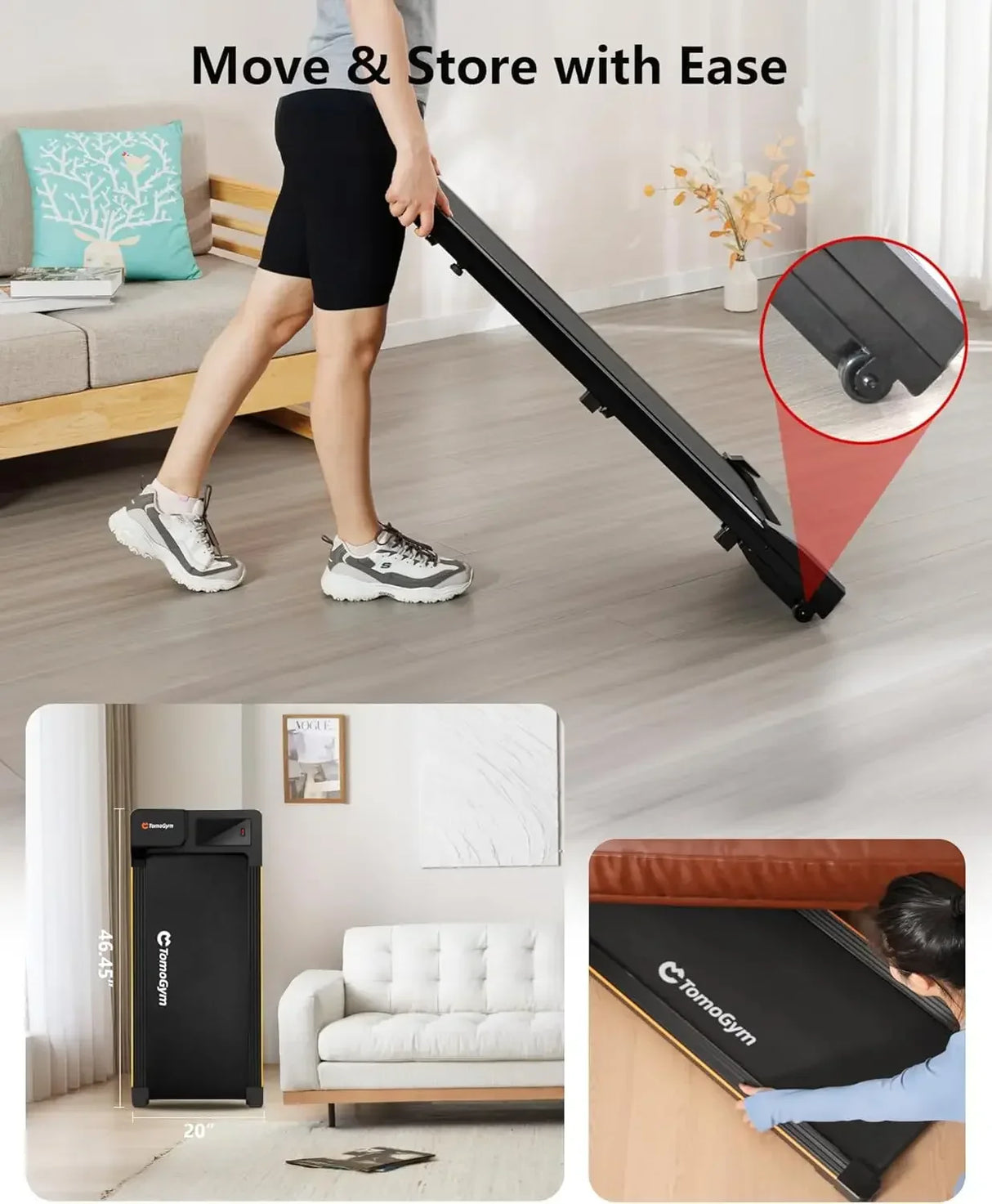 Under Desk Walking Pad Treadmill 2-in-1 Portable Quiet Jogging Machine Home Office