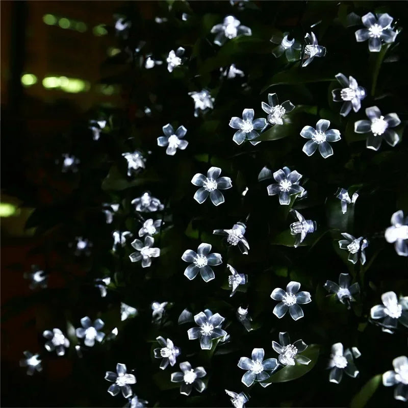 5M 20LED Solar String Lights Cherry Flower Outdoor Waterproof Battery Garden Party