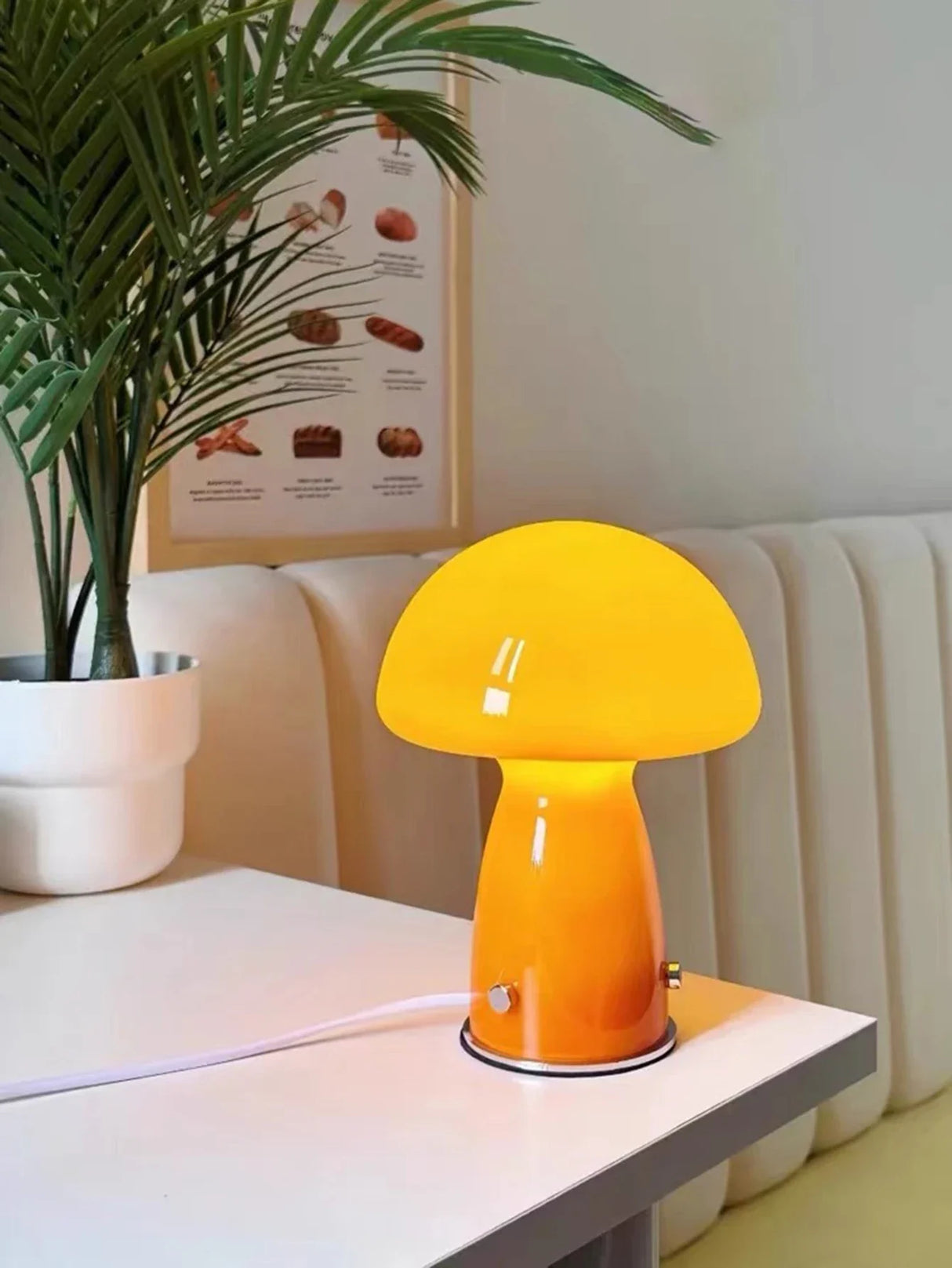 LED Mushroom Table Lamp USB Tri Color Ambient Light Bedside Dining Camping Decor
