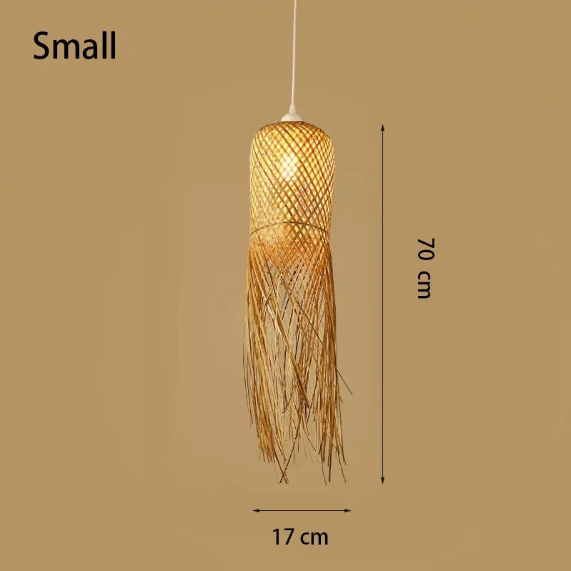 Bamboo Woven Pendant Light Handwoven Chandelier E27 Restaurant Home Decor