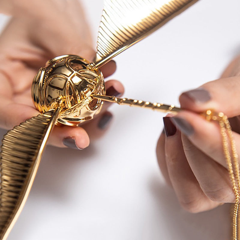 Golden Snitch Style Ring Box Gold Plated Jewelry Ring Holder Gift Box