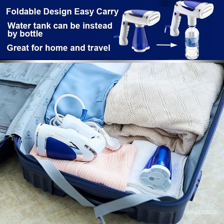 1600W Portable Garment Steamer Foldable Travel Steam Iron Handheld 3 Speed